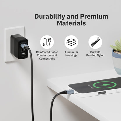3' USB-A to USB-C Braided Nylon Charge & Sync Cable