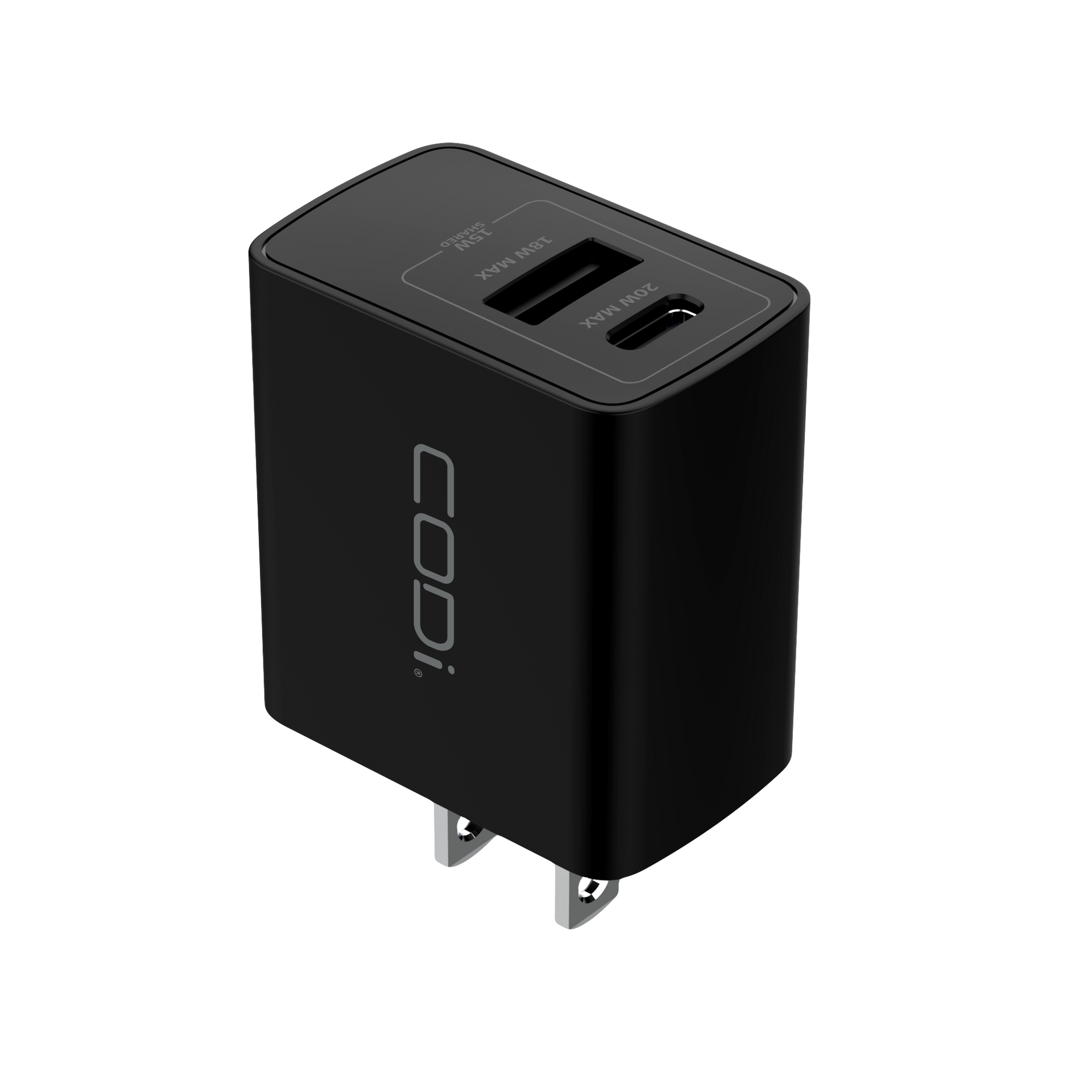 20W Dual Port Wall Charger, USB-C & USB-A Outputs - CODi Worldwide