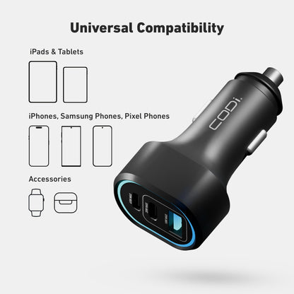 65W Triple Port Car Charger - CODi Worldwide