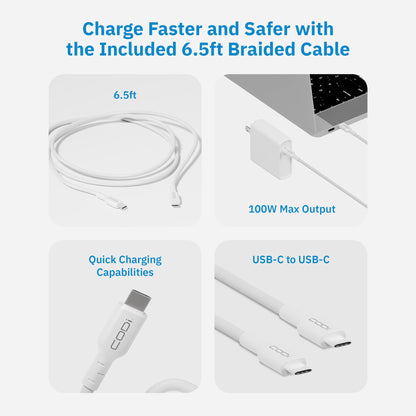100W Wall USB-C Charger with USB2.0 EPR Braided Cable (SS SD)*