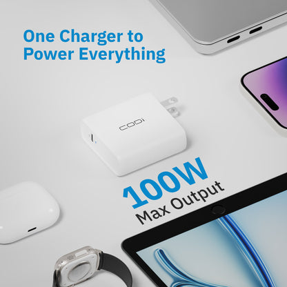 100W Wall USB-C Charger with USB2.0 EPR Braided Cable