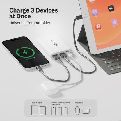 10,000mAh Quick Charge Powerbank w/ USB-C, USB-A (x2), Micro-USB - CODi Worldwide