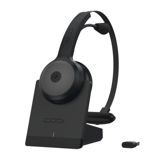 CLARO Bluetooth + Wireless Mono Headset w/ Integrated AI-Powered ENC Microphone