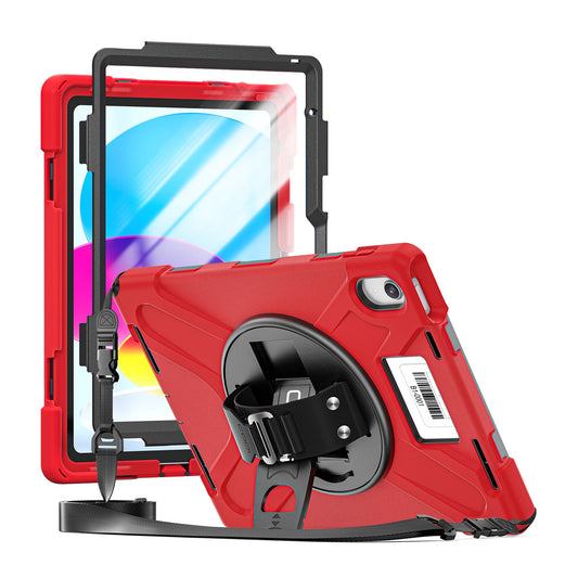 Rugged iPad 11" (A16)/iPad 10.9" (10th Generation) Case w/ Integrated Screen Protector - Red