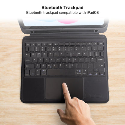 Bluetooth Keyboard Folio Case w/ Trackpad for iPad 10.9" (10th Gen) & iPad A16, iPad Air 11" (M3, M2), iPad Air 10.9" (5th, 4th Generation), iPad Pro 11" (3rd Generation)