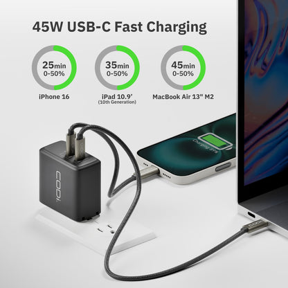 45W Wall Charger w/ 2x USB-C Charging Ports